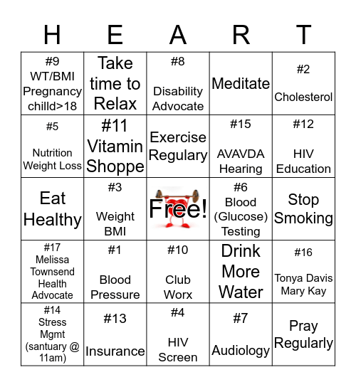 Lifestyles of a Healthy Heart Bingo Card