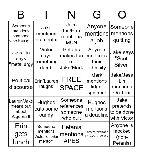 ASR BINGO Card