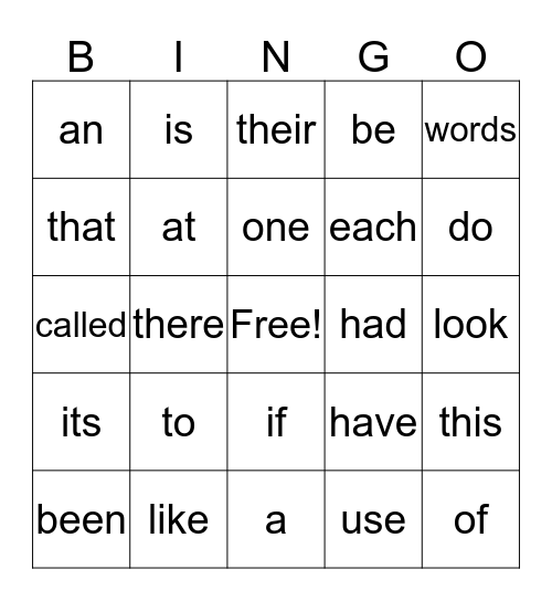 Fry 1-50 Bingo Card