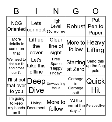 Buzzword Bingo Card