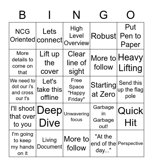 Buzzword Bingo Card
