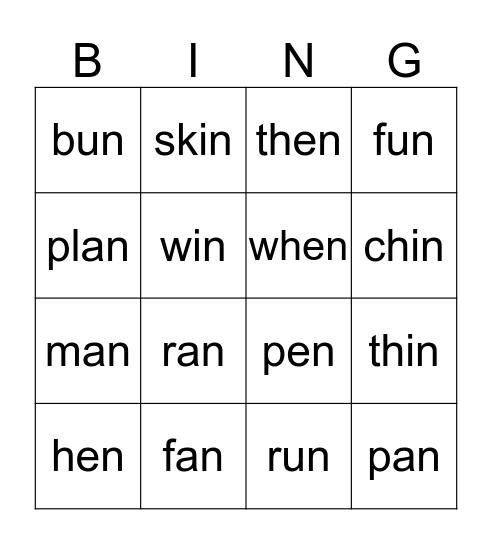 LN 26 Bingo Card