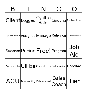 ACU SuperCheck Bingo Card