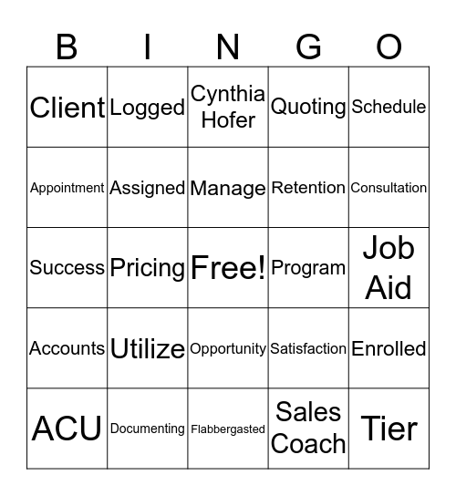 ACU SuperCheck Bingo Card