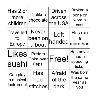 Find Someone Who... Bingo Card