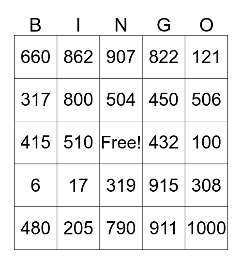 Spanish Numbers Bingo Card