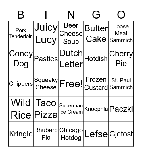 Eat the Midwest! Bingo Card