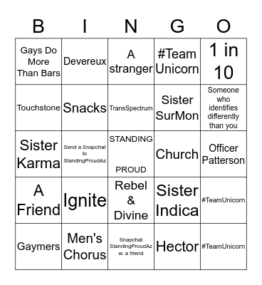 Standing Proud Resource Bingo Card