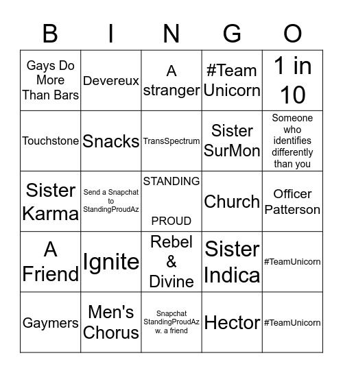 Standing Proud Resource Bingo Card