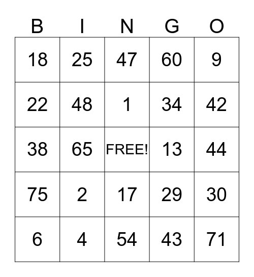 TCU Honor Role Bingo Card