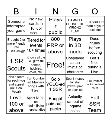 deresute bingo Card
