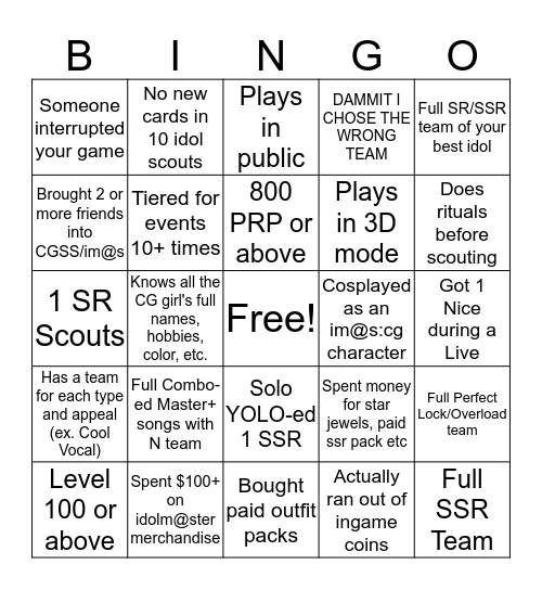 deresute bingo Card