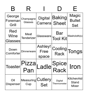 BRIDAL BINGO Card