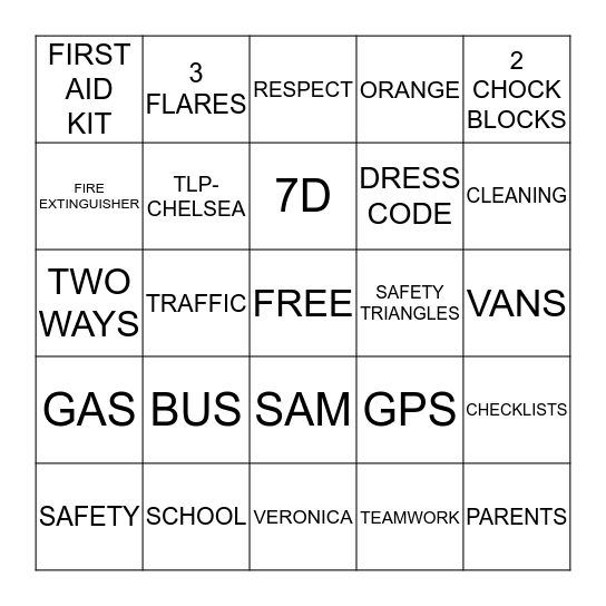 TRANSPORTATION Bingo Card