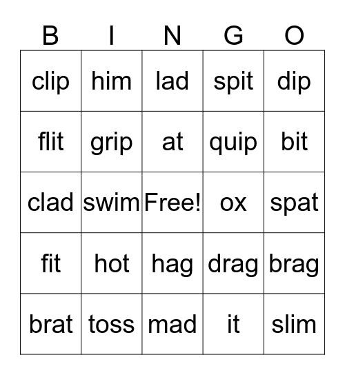 Word  Bingo Card