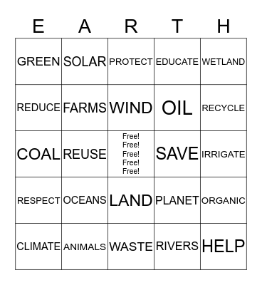 CONSERVATION Bingo Card