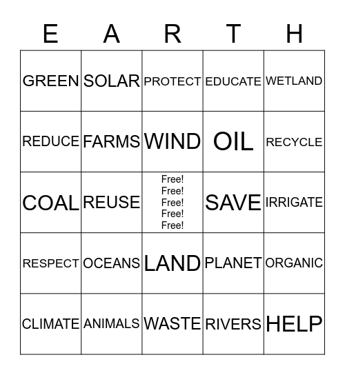 CONSERVATION Bingo Card