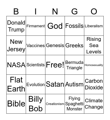 Science is FAKE! Bingo Card