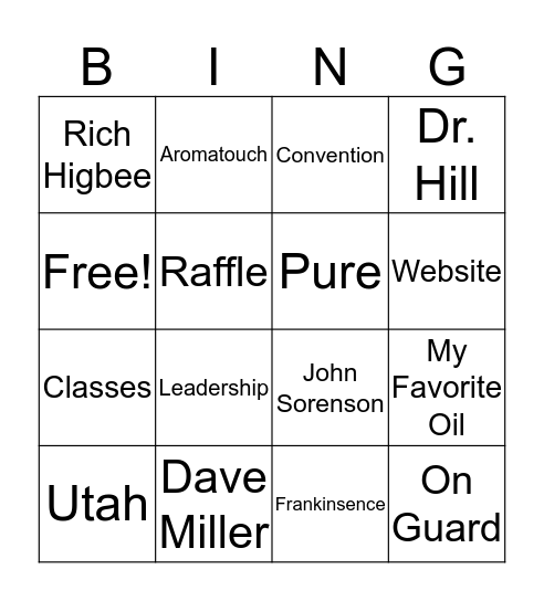 Doterra Bingo Card