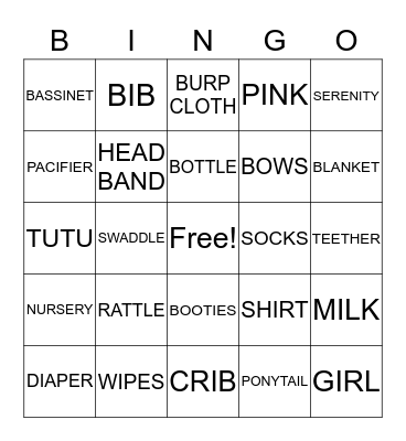 BABY SHOWER BINGO  Bingo Card