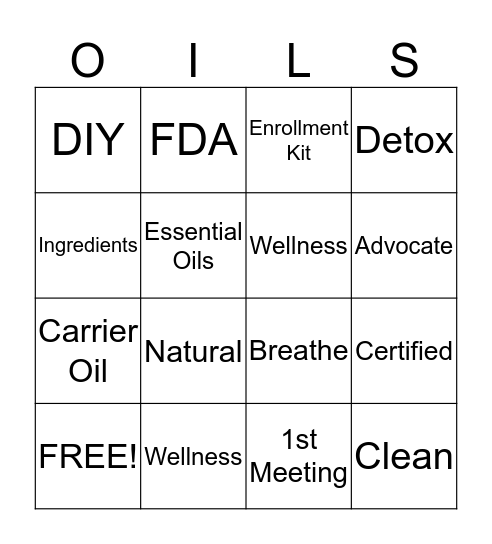 Doterra Bingo Card