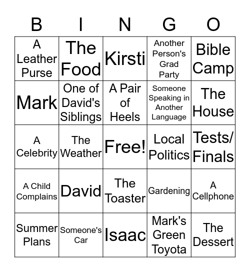 Graduation Party Bingo! Bingo Card
