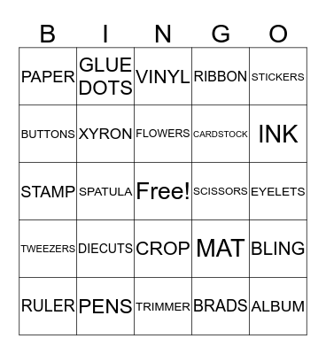 SCRAPBOOK BINGO Card