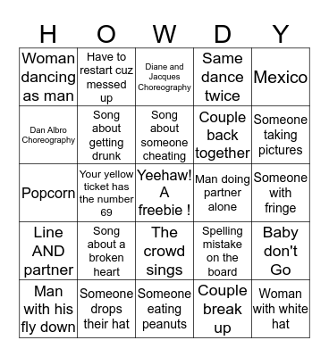 HonkyTonk Bingo Card