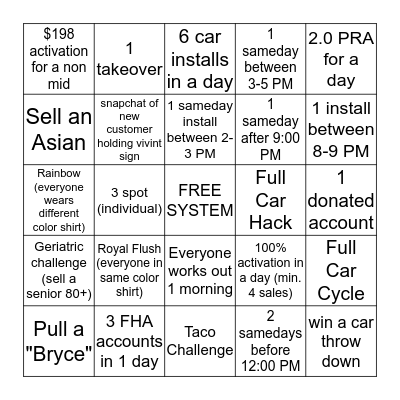 _____________ Bingo Card