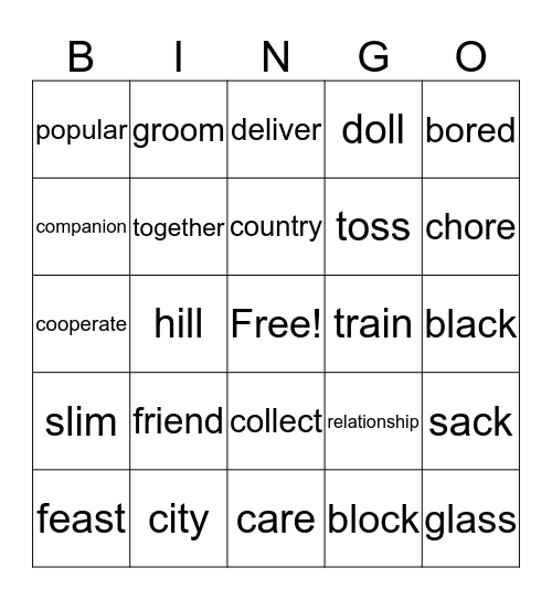 Wonders Bingo Card