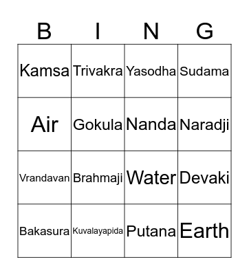 Balvihar 2017-Grade 4 Rocks! Bingo Card