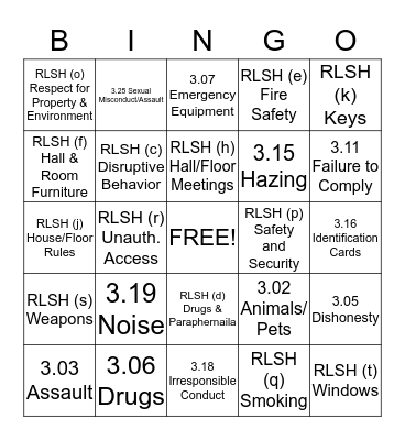 Conduct Bingo Card
