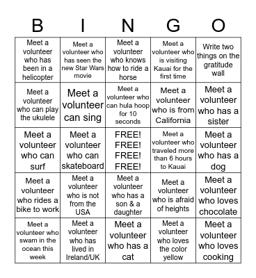 BGC Lihue - Ice Breaker Bingo Card