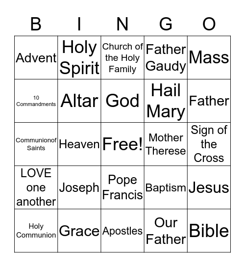 Jesus Loves Me! Bingo Card