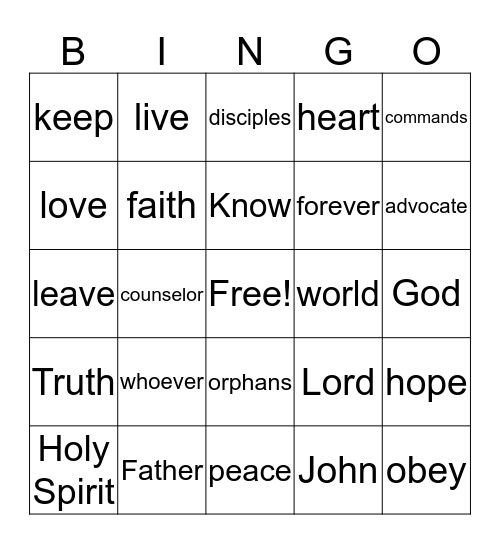 Showing Our Love for Jesus Bingo Card