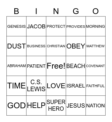 SERMON Bingo Card