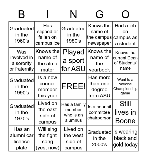 Appalachian Bingo Card