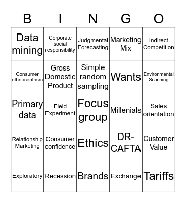 Marketing Bingo Card