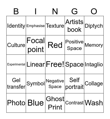 Art Revision Bingo Card