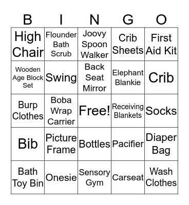 Brooke's Gift Baby Bingo! Bingo Card