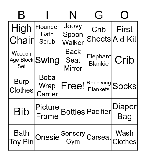Brooke's Gift Baby Bingo! Bingo Card