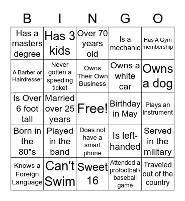 Family Bingo Card