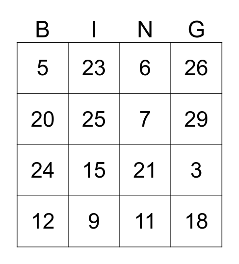 Emily's Baby Shower! Bingo Card