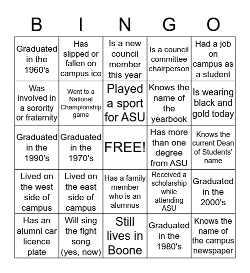 Appalachian Bingo Card