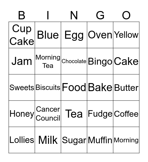 Trent's Biggest Morning Tea Bingo!! Bingo Card