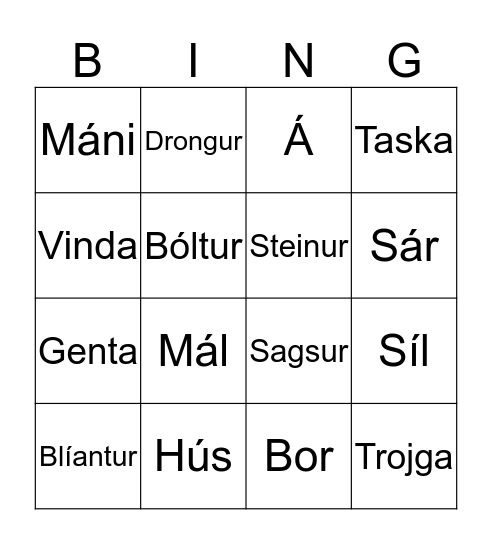 Markus Bingo Card
