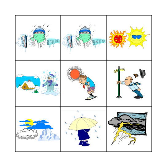 Weather & Seasons Bingo Card