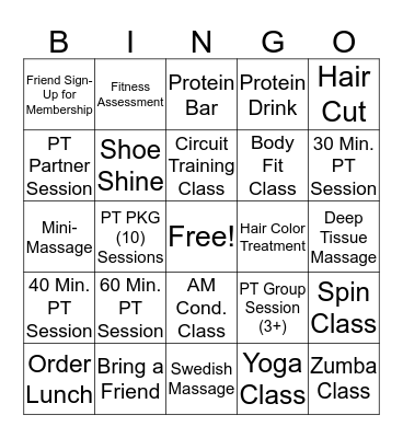 Citrus Club Spa & Fitness Center  Bingo Card