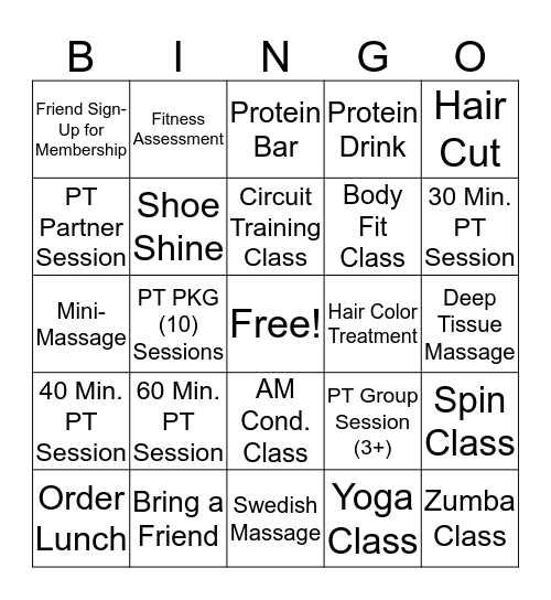 Citrus Club Spa & Fitness Center  Bingo Card
