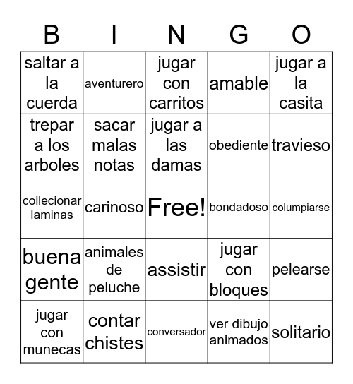 De Pequeno  Bingo Card